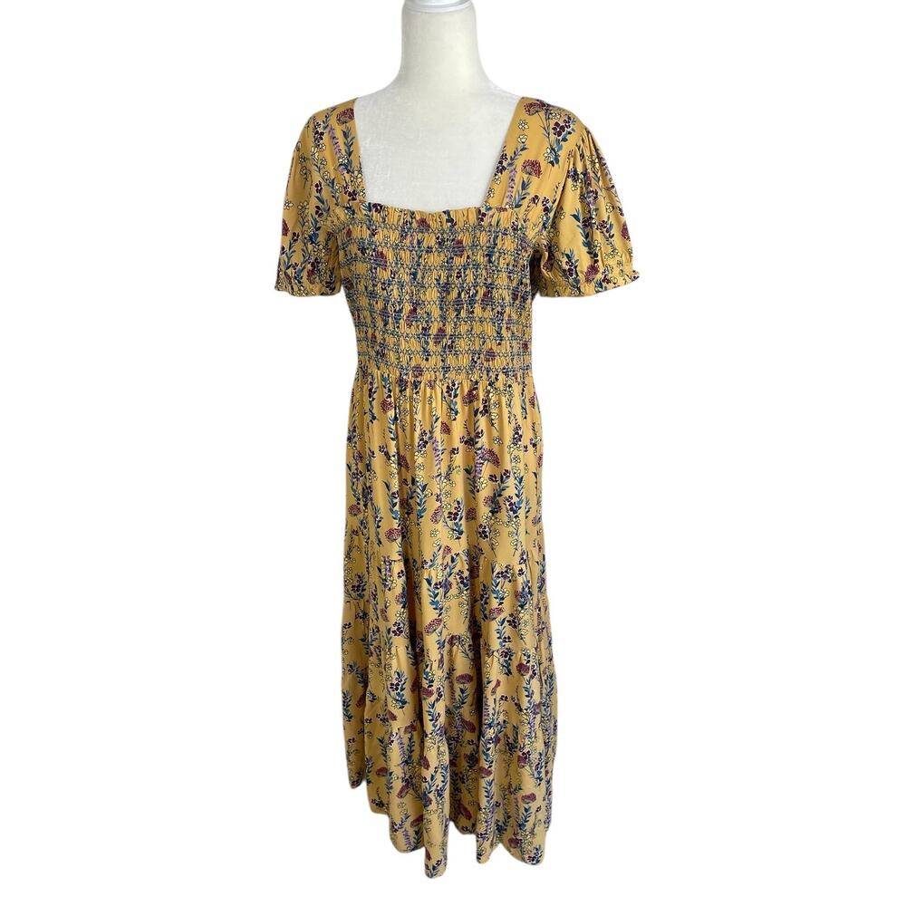 The Pyramid Collection Smocked Floral Midi Dress Large Cottage Whimsy Ethereal - Picture 3 of 9